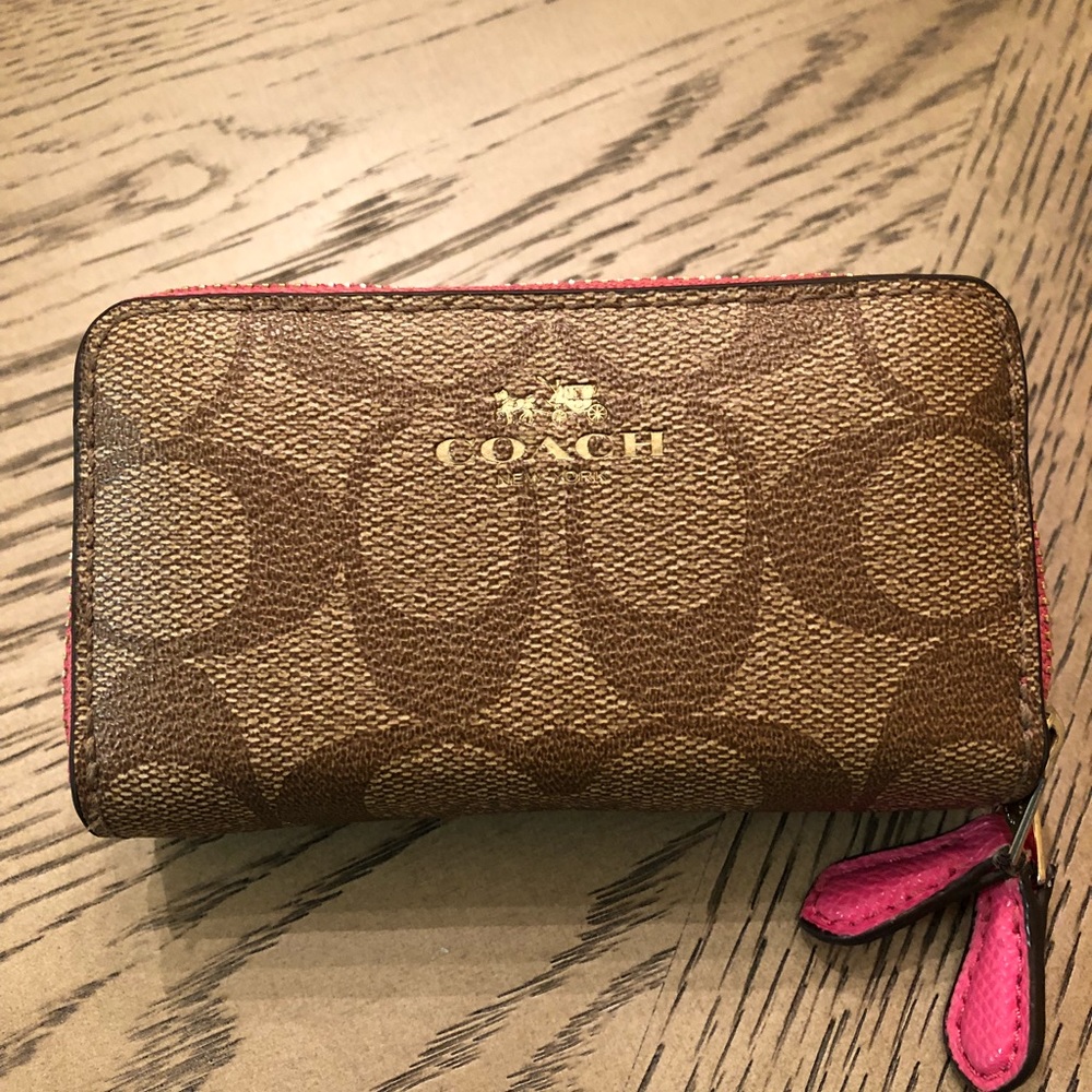 Coach pink and brown wallet